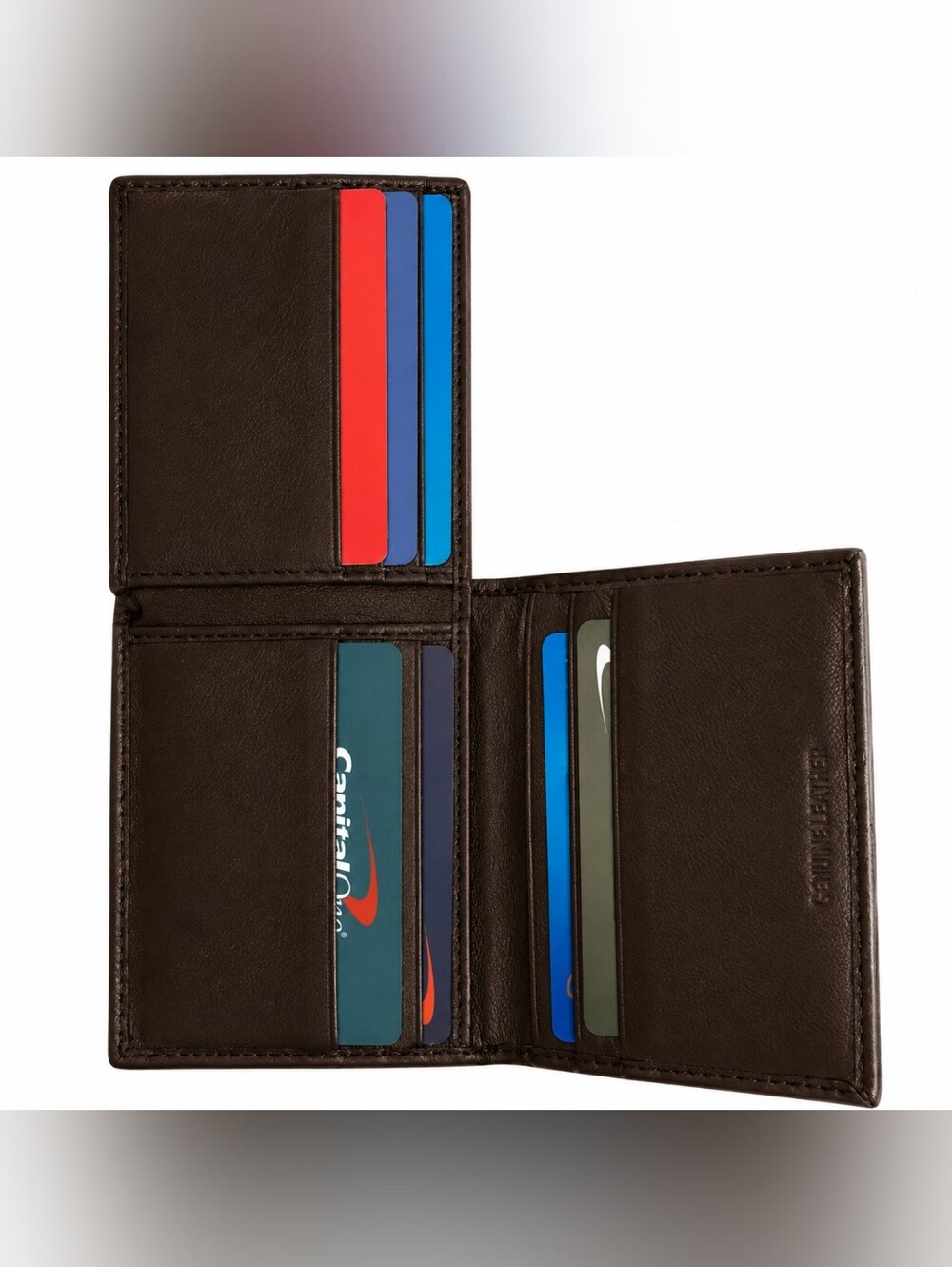 Mens Genuine Leather Trifold L-Fold Brown Rfid Security Wallet - Picture 5 of 5